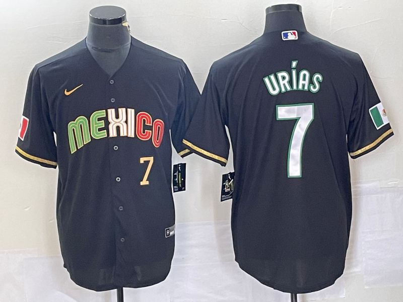 Men 2023 World Cub Mexico #7 Urias Black Nike MLB Jersey style 91824